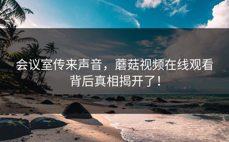 会议室传来声音，蘑菇视频在线观看背后真相揭开了！