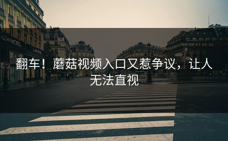 翻车！蘑菇视频入口又惹争议，让人无法直视