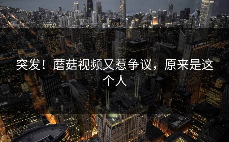 突发！蘑菇视频又惹争议，原来是这个人