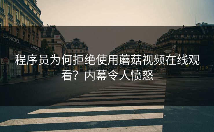程序员为何拒绝使用蘑菇视频在线观看？内幕令人愤怒