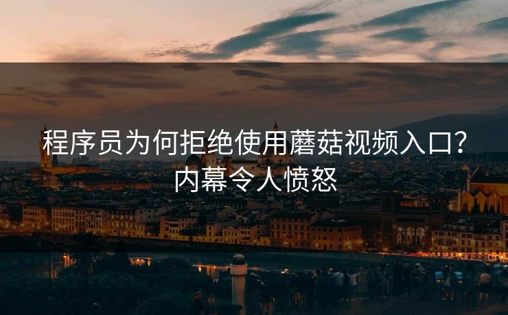 程序员为何拒绝使用蘑菇视频入口？内幕令人愤怒