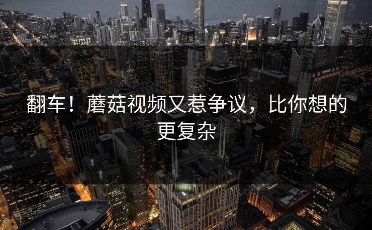 翻车！蘑菇视频又惹争议，比你想的更复杂