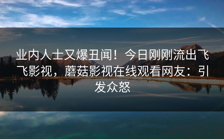 业内人士又爆丑闻！今日刚刚流出飞飞影视，蘑菇影视在线观看网友：引发众怒