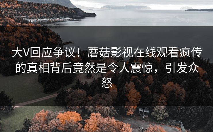 大V回应争议！蘑菇影视在线观看疯传的真相背后竟然是令人震惊，引发众怒