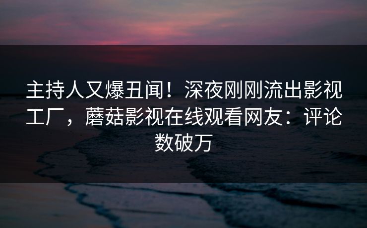 主持人又爆丑闻！深夜刚刚流出影视工厂，蘑菇影视在线观看网友：评论数破万