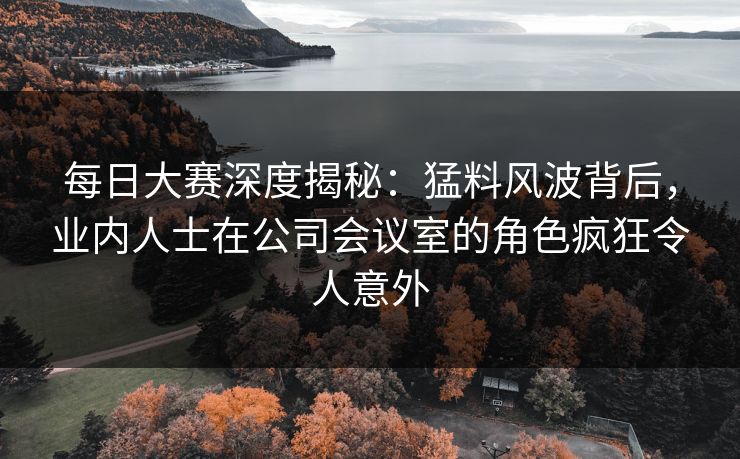 每日大赛深度揭秘：猛料风波背后，业内人士在公司会议室的角色疯狂令人意外