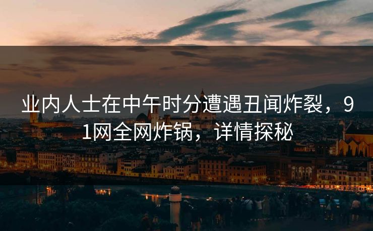 业内人士在中午时分遭遇丑闻炸裂，91网全网炸锅，详情探秘