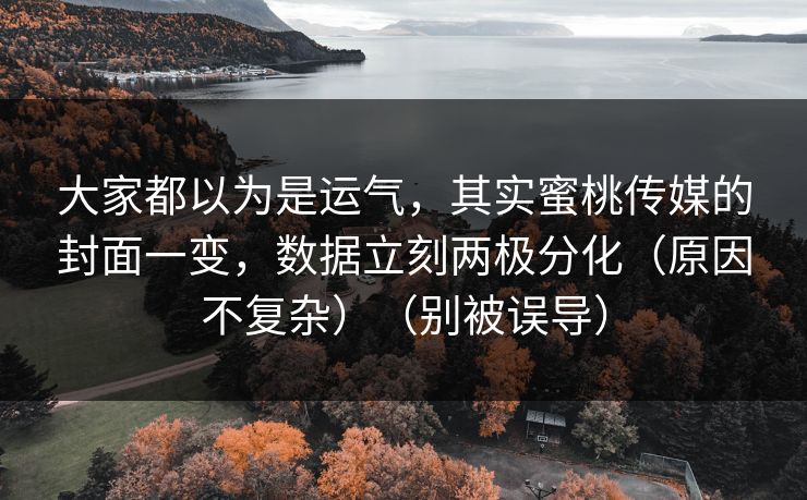 大家都以为是运气，其实蜜桃传媒的封面一变，数据立刻两极分化（原因不复杂）（别被误导）